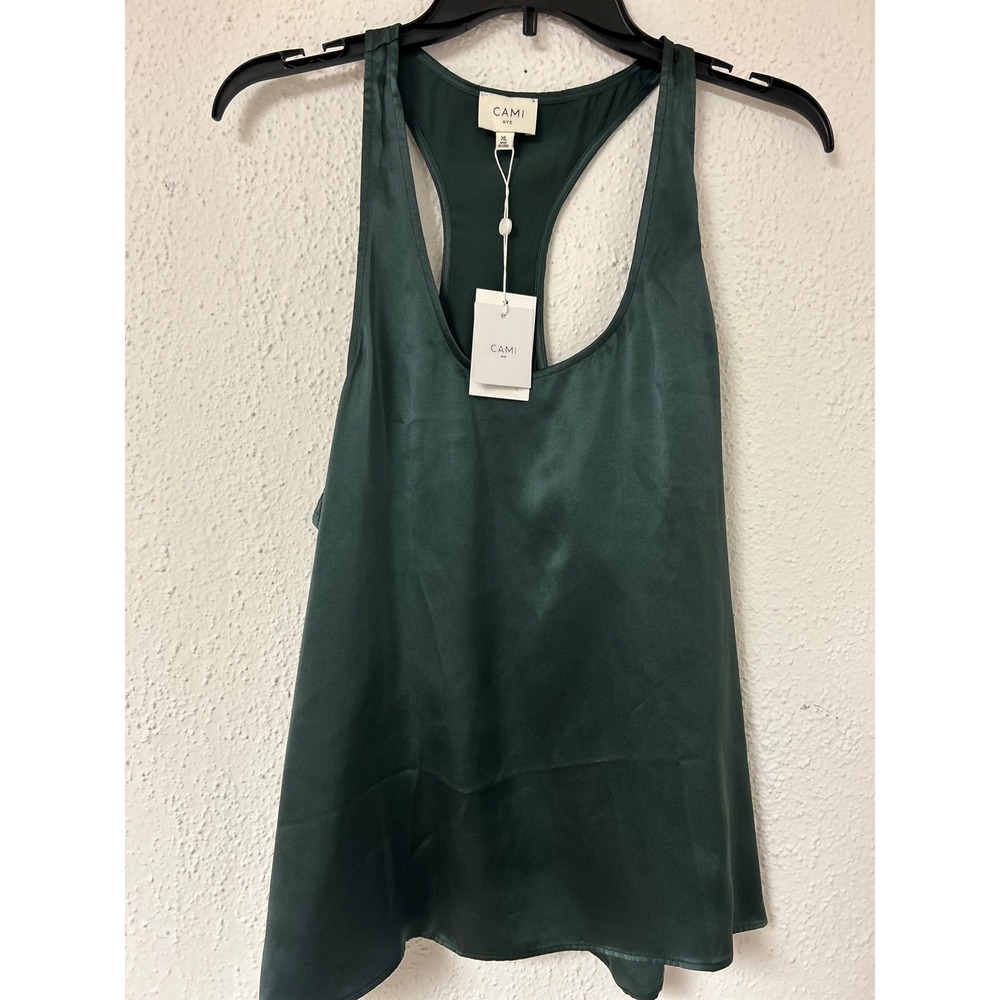 Cami NYC Silk Racerback Tank Top Hunter Green XL NEW